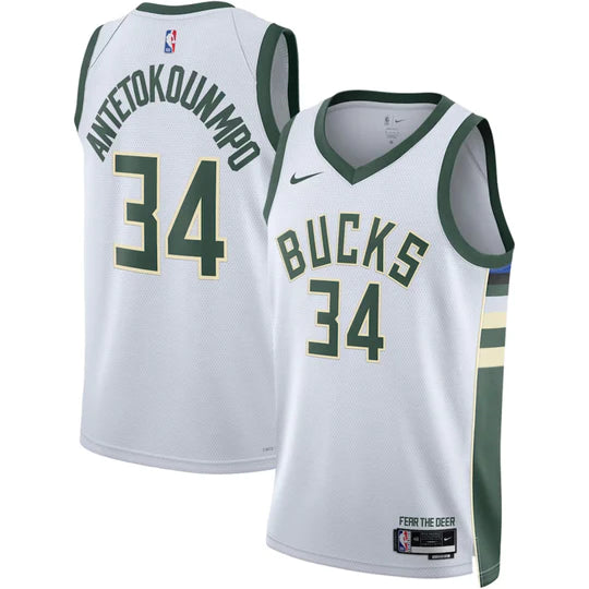 Milwaukee Bucks 2023/24 White Swingman Jersey - Association Edition